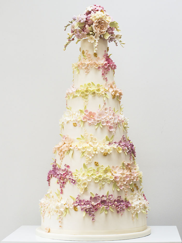 Bees and Blossoms wedding cake